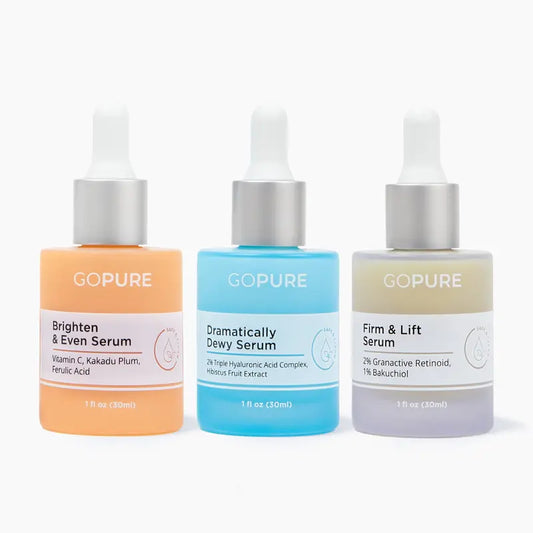 GOPURE Power Trio Facial Serums Set - Vitamin C Serum Hyaluronic Acid Serum and Retinol Serum